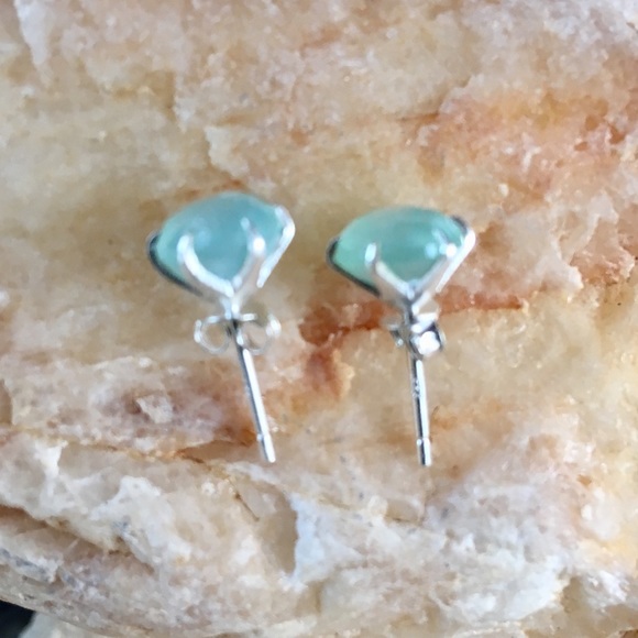 LAST PAIR! Aqua chalcedony studs - Picture 3 of 3